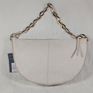 NWT Universal Thread Cream Slouched Half Moon Shoulder Bag with Gold Chain